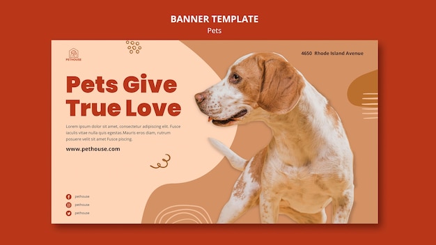 Free PSD | Banner template for pets with cute dog