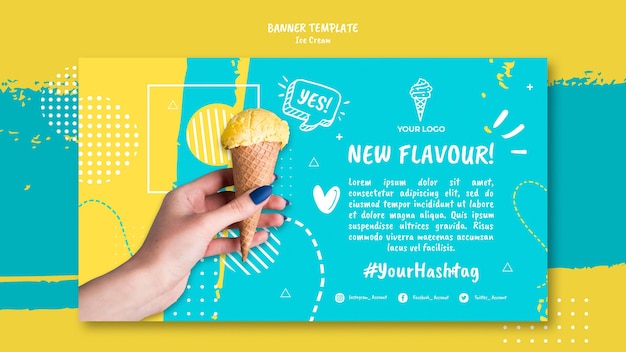 Free PSD | Banner with ice cream concept