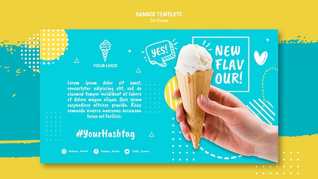 Free PSD | Banner with ice cream design