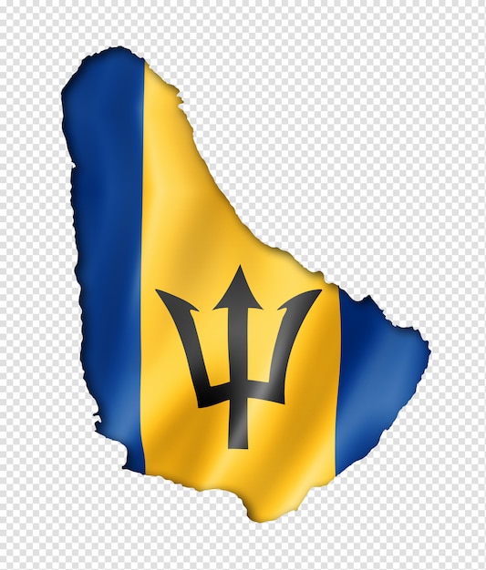 Premium PSD | Barbados flag map