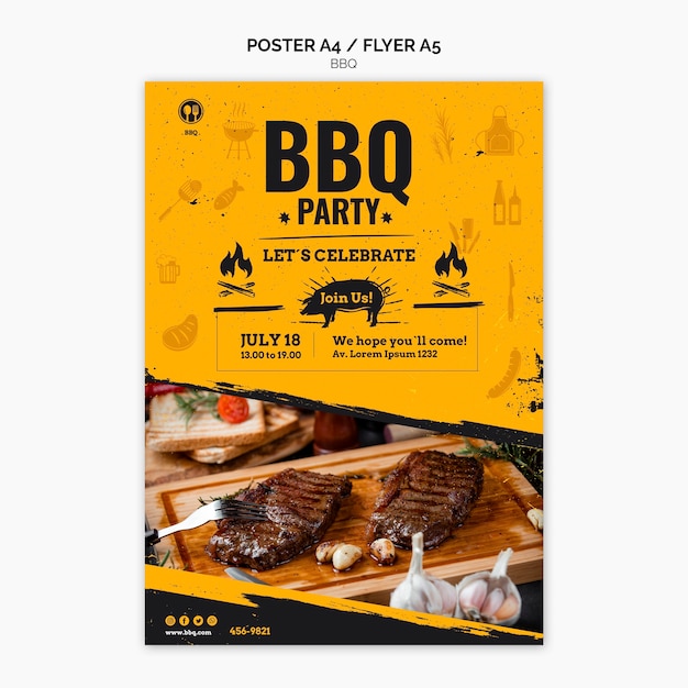 Free PSD Barbecue party flyer template