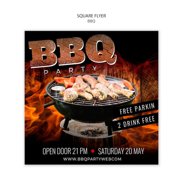 Free PSD Barbecue square flyer template