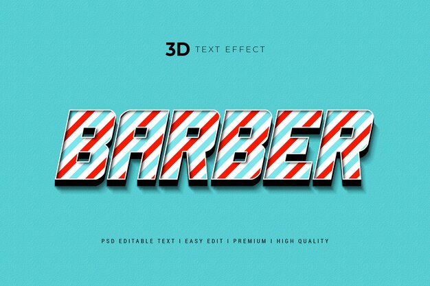 Barber 3d text style effect mockup | Premium PSD File
