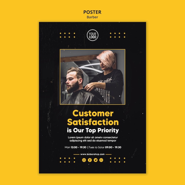 Free PSD | Barber shop hair cut poster