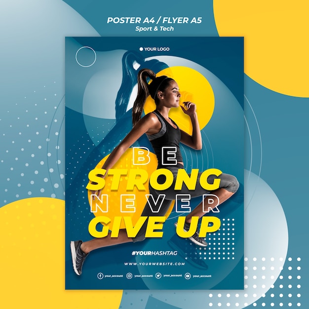 Download Free Psd Be Strong Sport Poster Template PSD Mockup Templates