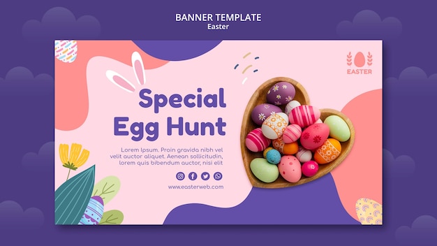 Beautiful easter day event banner template Free Psd