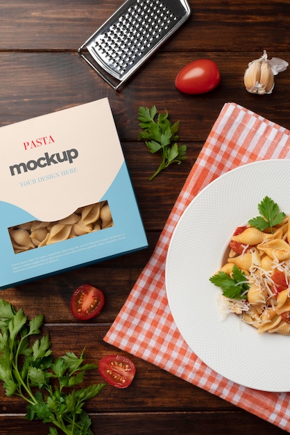 Free PSD | Beautiful pasta packaging mockup