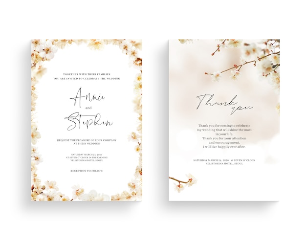 Beautiful spring flower frame, invitation, wedding card, thanks greeting, Premium Psd