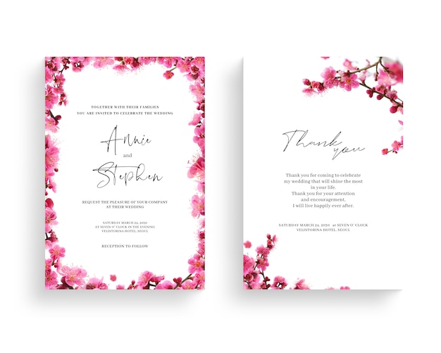 Beautiful spring flower frame, invitation, wedding card, thanks greeting, Premium Psd