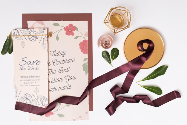 Download Free PSD | Beautiful wedding card mockup