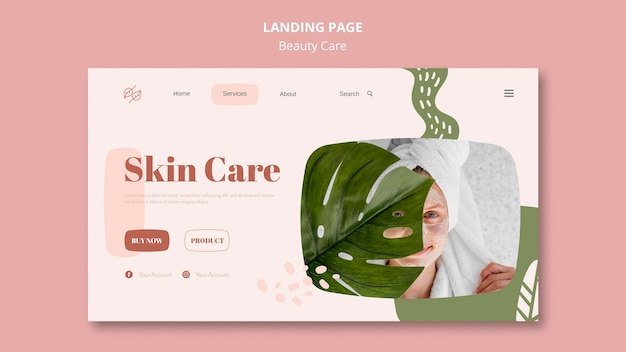 Free PSD Beauty Care Landing Page Template