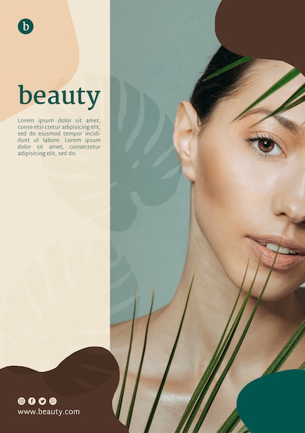 Free PSD | Beauty poster template with a woman