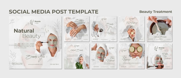  Beauty treatment concept social media post template