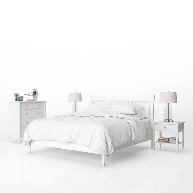 Download Bedroom with white furniture mockup | Free PSD File