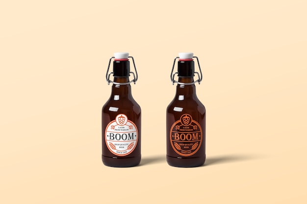 Beer bottle mockup PSD Template