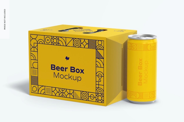 Free Psd Beer Box Mockup Close Up