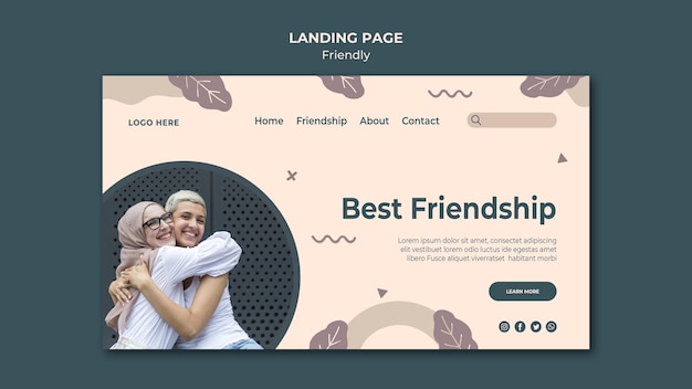 Free PSD | Best friendship landing page template