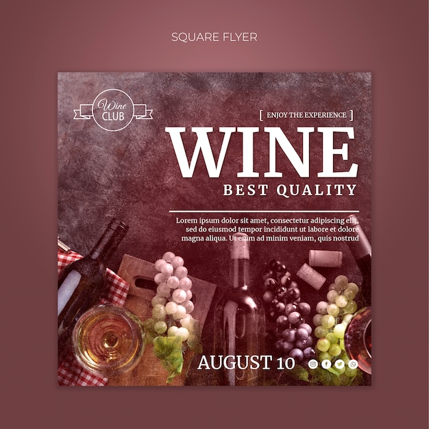 Free PSD | Best quality wine square flyer template