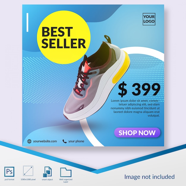 Best seller shoes product offer instagram post template or square ...