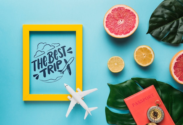 Free PSD | The best trip, motivational lettering quote for holidays