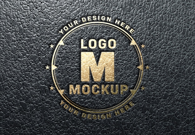 Download Beveled golden text effect on leather mockup | Premium PSD ... PSD Mockup Templates