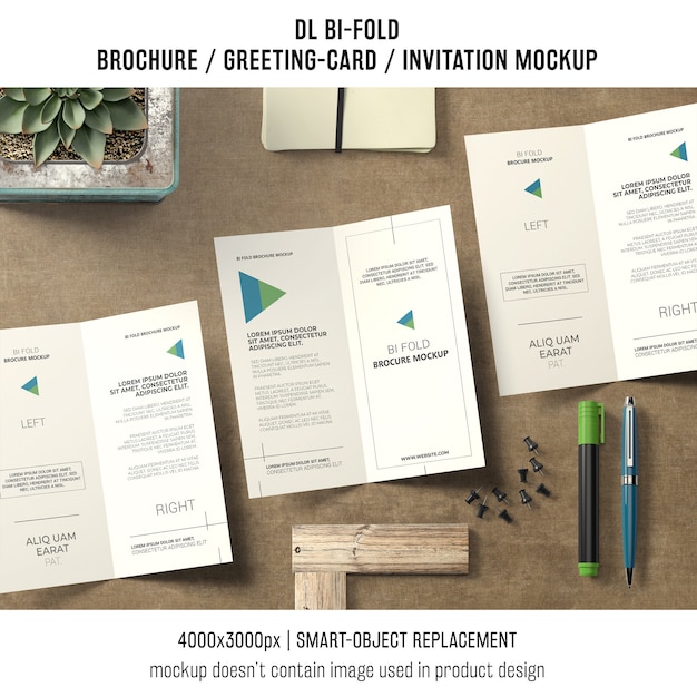 Download Bi-fold brochure or invitation mockup with still life ...