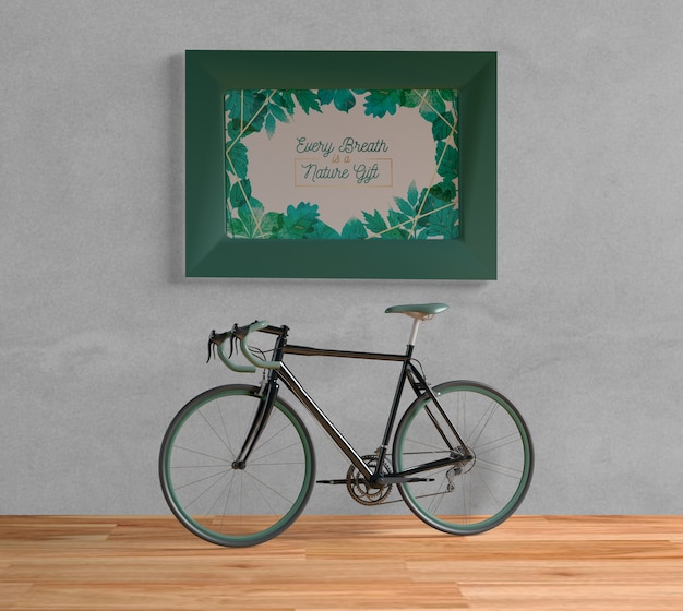 Bicycle with green frame mock-up indoors PSD file | Free ...