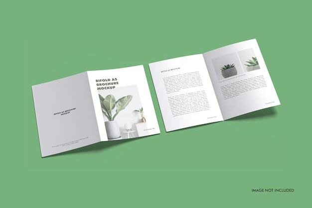 Premium PSD | Bifold a5 brochure mockup set high angle