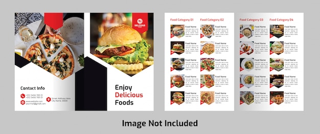  Bifold food menu brochure Premium Psd