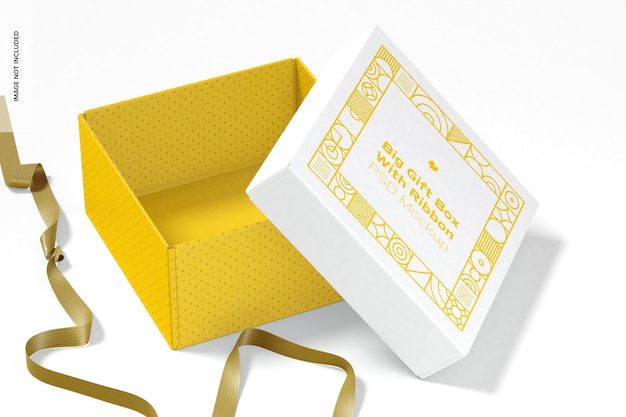 Download Premium PSD | Big gift box with ribbon mockup, opened