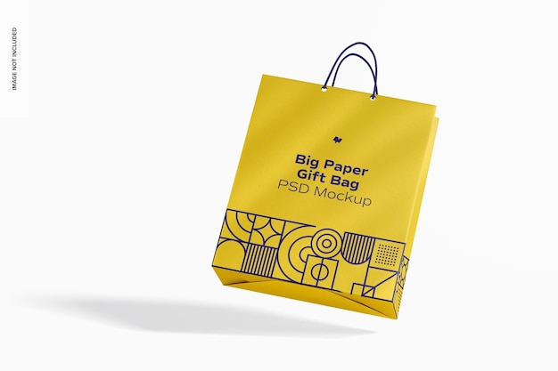 Download Free Psd Big Paper Gift Bag With Rope Handle Mockup