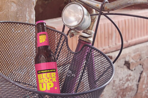 Download Bike basket beer mockup PSD file | Premium Download