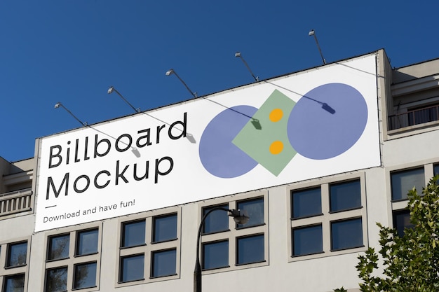 Billboard on the building mockup Premium Psd