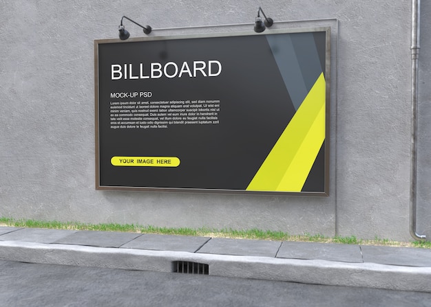 Download Billboard mockup on grey wall | Premium PSD File