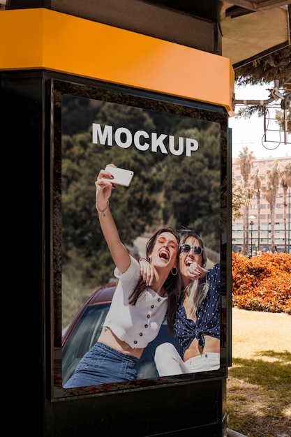 Download Billboard mockup on kiosk PSD file | Free Download