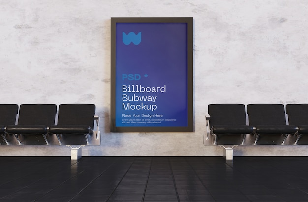  Billboard mockup in metro station