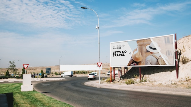 Download Free Psd Billboard Mockup On Road Side Yellowimages Mockups
