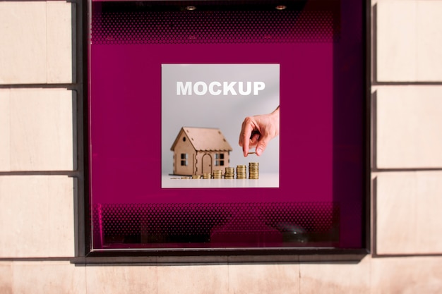 Download Billboard mockup in shop window | Free PSD File