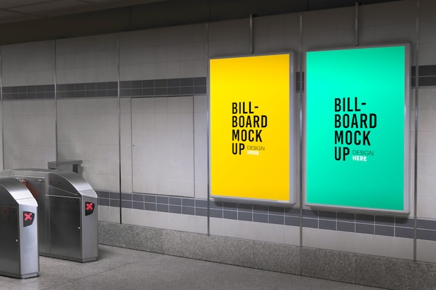Download Billboard mockup in subway or metro station PSD file ...
