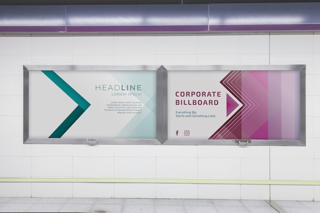 Download Free Psd Billboard Mockup In Subway Station Yellowimages Mockups