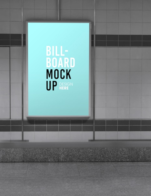 Download Billboard mockup in subway station | Premium PSD File