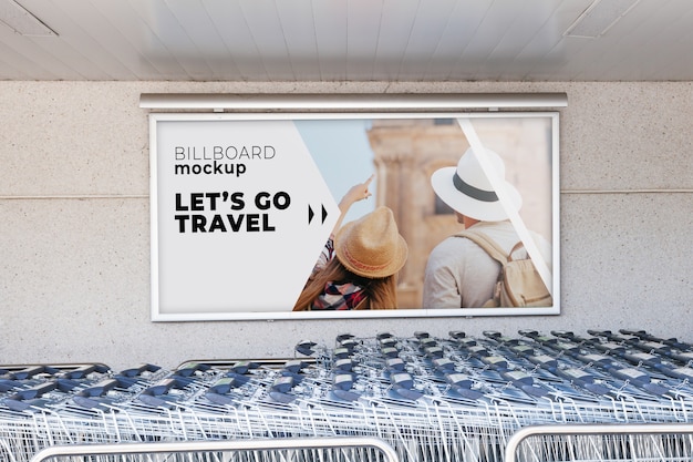 Download Free PSD | Billboard mockup with shopping carts