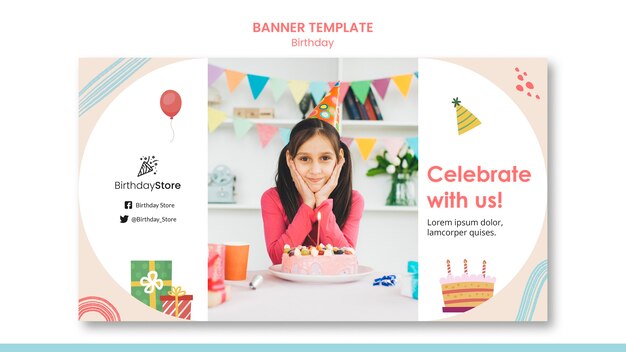 誕生日バナーテンプレート 無料のpsdファイル