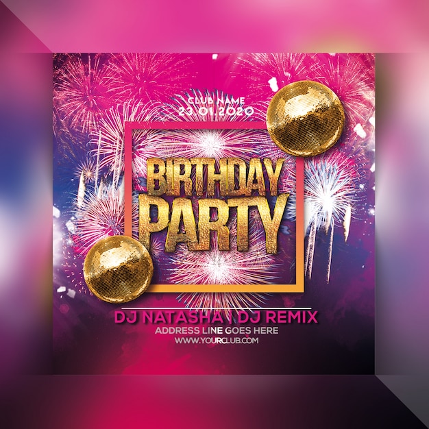 Birthday Bash Party Flyer Premium Psd File