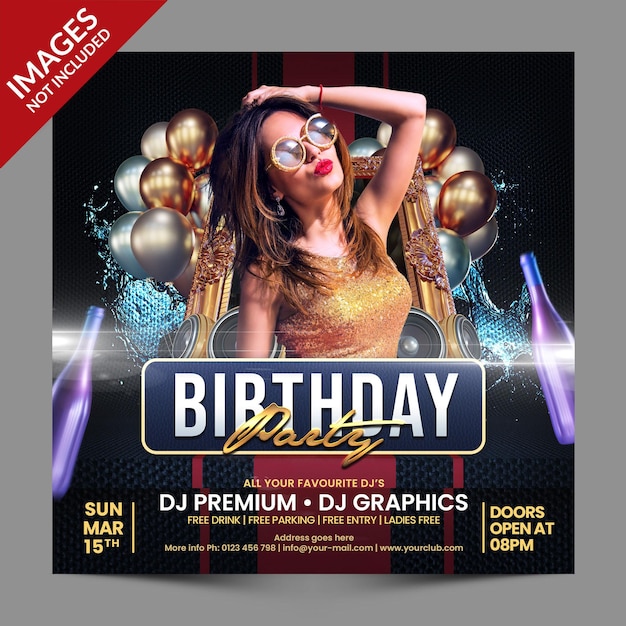 Premium PSD | Birthday celebration party for flyer or social media ...