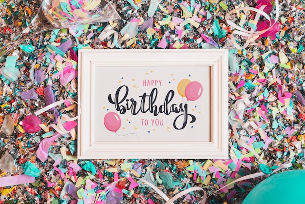 Download Free PSD | Birthday frame mock-up with lettering
