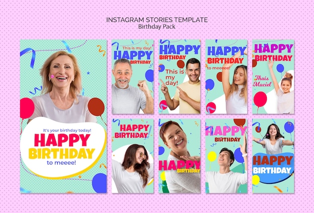 Birthday instagram stories template | Free PSD File