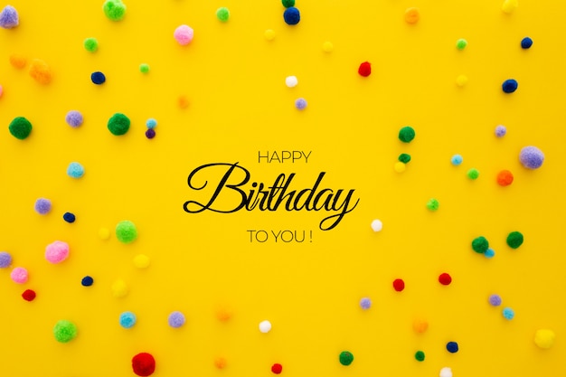 Download Free PSD | Birthday template on yellow background