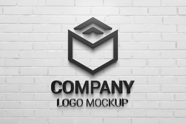 Download Premium PSD | Black 3d logo mockup on white brick wall. company branding presentation