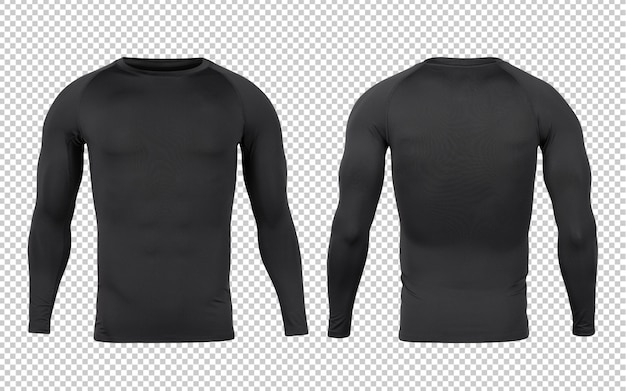 Download Black base layer longsleeve t-shirts front and back mock-up template for your design | Premium ...